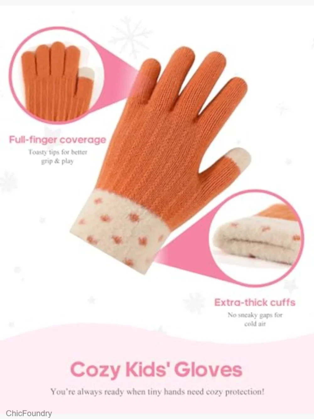 6 Pairs Kids Winter Gloves Stretchy Knitted Soft Warm Full Finger